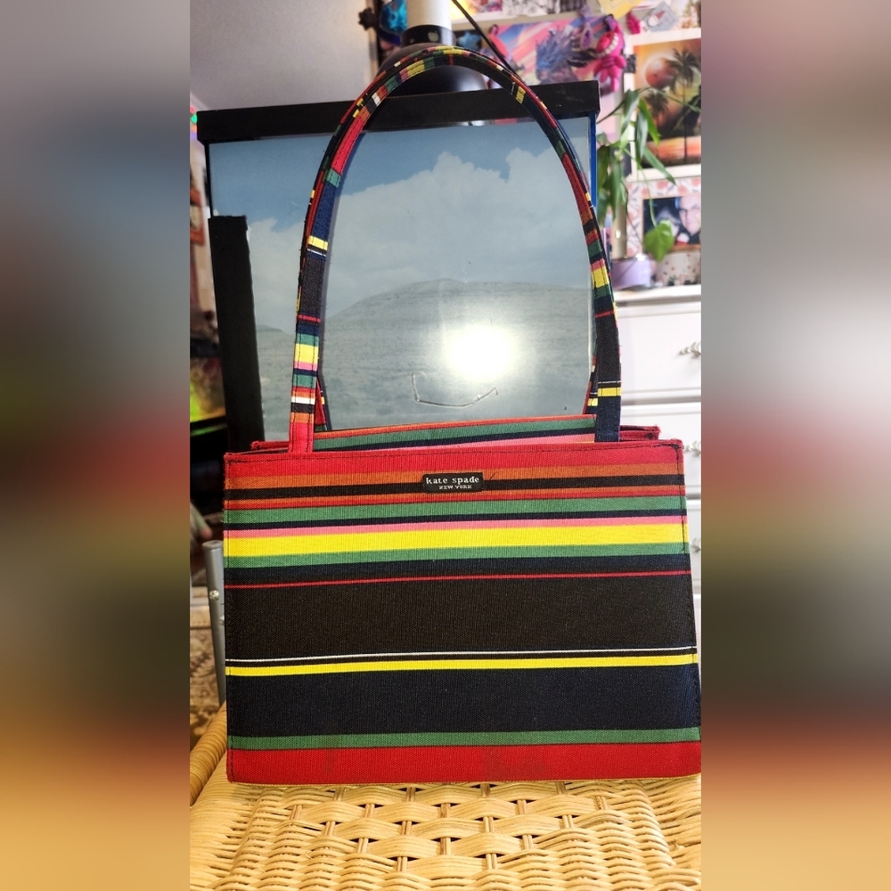 ✨️Vintage Kate Spade Vibrant Striped Shoulder Bag ❤️💛🧡🩷💚🖤